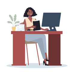 Office worker at the desk. Business character in office. Person