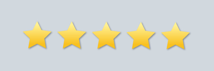 Vector illustration of Golden stars for review of product rating on a white background, for web sites and mobile applications