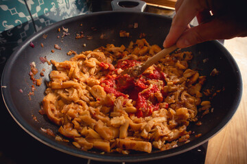 Mushrooms fried in a pan. Oyster mushroom