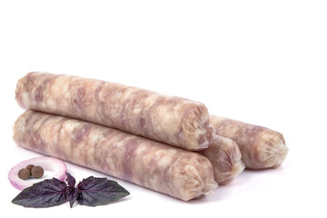 homemade sausages kupaty raw meat isolate on white