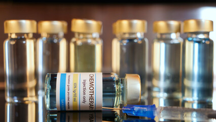 Vial of chemotherapy injection and syringe