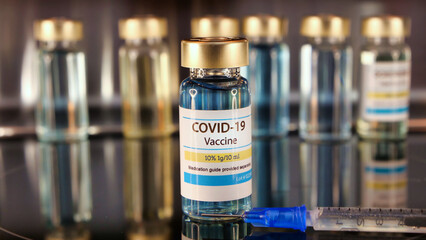Vial of Covid 19 vaccine and syringe