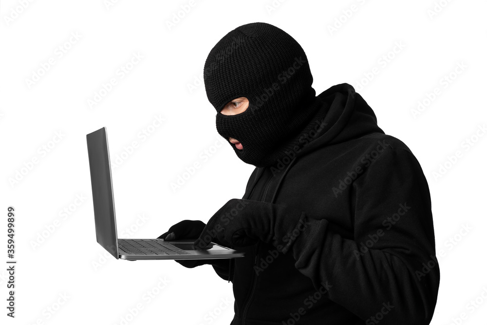 Poster Hacker downloading private information off a computer