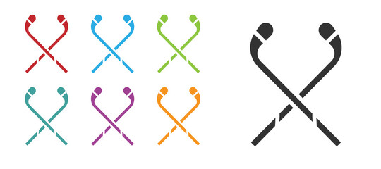 Black Ice hockey sticks icon isolated on white background. Set icons colorful. Vector Illustration