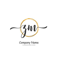 Z M ZM Initial handwriting and signature logo design with circle. Beautiful design handwritten logo for fashion, team, wedding, luxury logo.