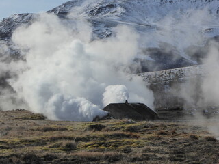 Fototapeta premium Steam vents in Iceland