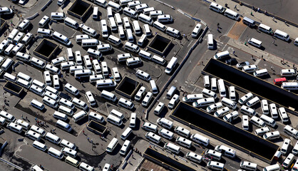 Cape Town, Western Cape / South Africa - 03/31/2016: Aerial photo of Cape Town taxi rank