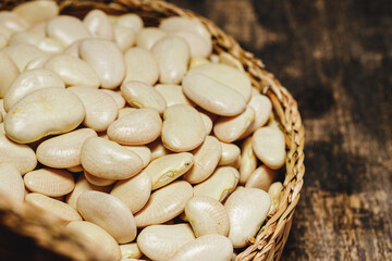 Heap of beans. Raw beans texture background. Close up.