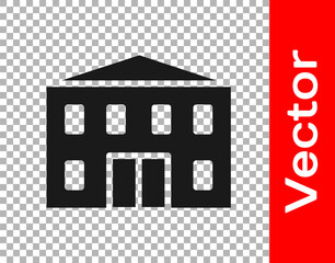 Black School building icon isolated on transparent background.  Vector Illustration