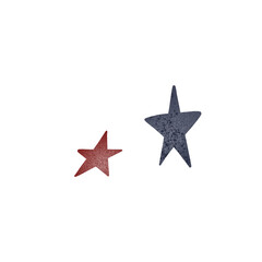 Obraz premium Bright red-white blue element for the Independence Day of America on July 4. Hand drawn stars. Textural digital art sticker icons. Print for cards, banners, poster, packaging.