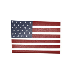 Bright red-white blue element for the Independence Day of America on July 4. Hand drawn stripes with stars flag. Textural digital art sticker icons. Print for cards, banners, poster, packaging.