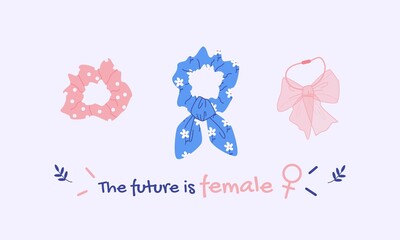 Feminism quote, woman motivational slogan. Hand lettering print. Inscription for t shirts, posters, cards. The future is female.