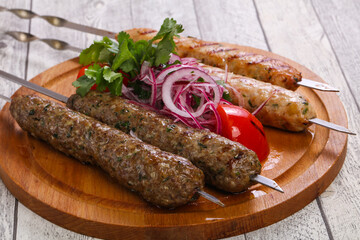 Beef and chicken kebab
