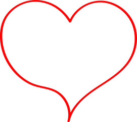 Red heart - doodle style outline for romantic valentines day greeting card. Vector graphic for web design, beautiful icon for cover.