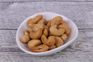 Cashew nuts heap in the bowl