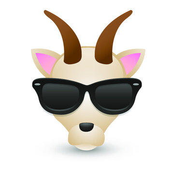 recommend clip art: Goat with Sunglasses. A Farm Animal Emoji. A Illustration Face 3d Color.