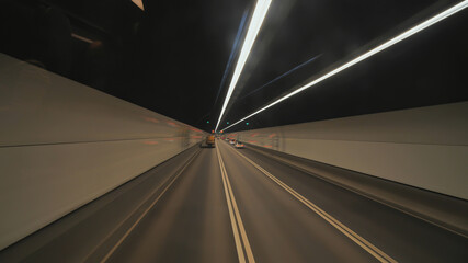 High-speed traffic through the tunnel in Hong Kong
