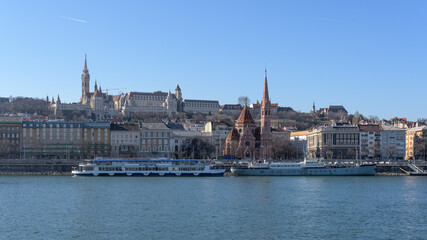 Fototapeta na wymiar Panoramic view of Buda part of Budapest from Danube