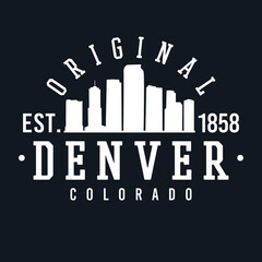 Denver Colorado Skyline Original. A Logotype Sports College and University Style. Illustration Design.