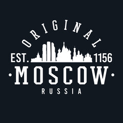 Moscow, Russia Skyline Original. A Logotype Sports College and University Style. Illustration Design.