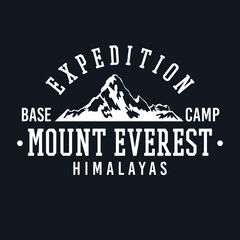 Mount Everest, Mt Everest, Himalayas Badge design. Expedition Base camp vector design. College style Apparel illustration. - obrazy, fototapety, plakaty