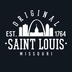Saint Louis Missouri Skyline Original. A Logotype Sports College and University Style. Illustration Design Vector.  - obrazy, fototapety, plakaty