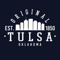 Tulsa Oklahoma Skyline Original. Logotype Sports College University. Illustration Design Vector. 