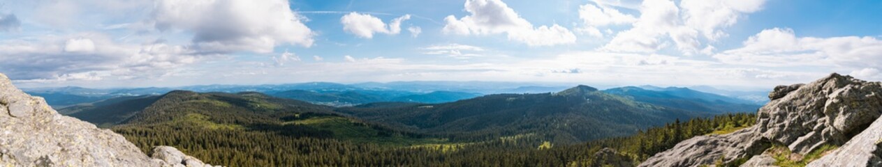 Fototapeta na wymiar Panorama view of the Bavarian Forest from Großer Arber in summer, Germany
