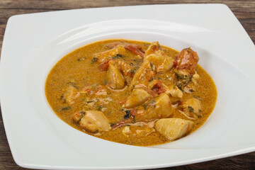 Traditional thai curry chicken soup