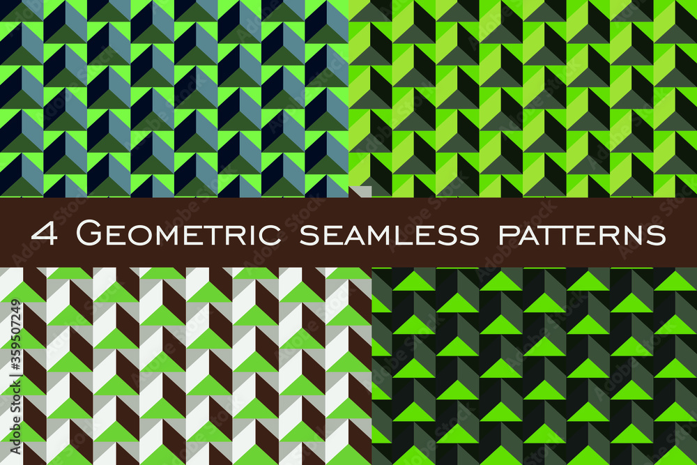 Aufkleber set of 4 geometric seamless patterns. geometric shapes in the correct order. backgrounds of bright c