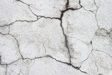 The old white plastered wall with cracks. Texture, material, background for design and 3d modeling