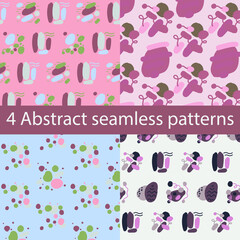 Set of seamless abstract patterns. Sea pebbles, beach, summer vacation. Bright and light abstraction.