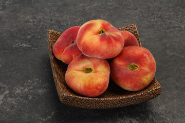 Sweet ripe tasty flat peach
