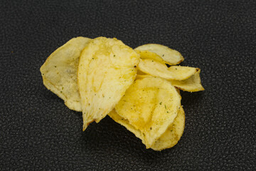 Natural potato salted chips heap