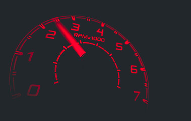 Driver's cockpit ; speedometer on dashboard - colorful light in black, copy space for your abstract...