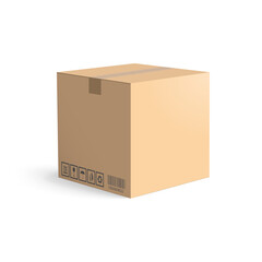 Cardboard box mockup isolated on white background. Layout boxes for delivery.