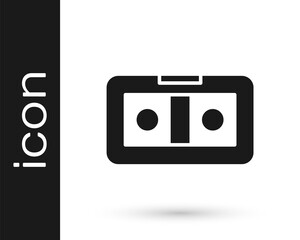 Grey VHS video cassette tape icon isolated on white background.  Vector Illustration