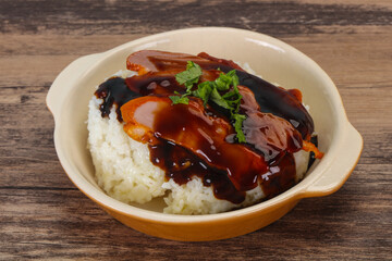 Rice with duck breast in Unagi sauce