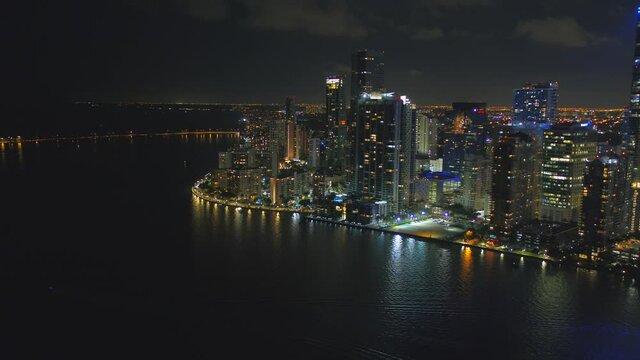 Aerial video Brickell Biscayne Bay Miami