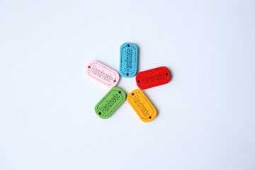 On a white background labels with the inscription - handmade. There is free space for text.