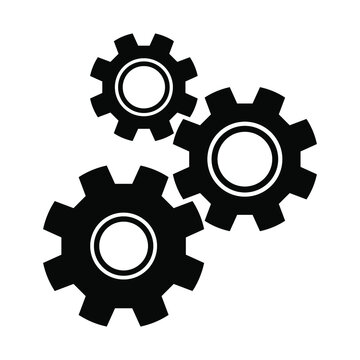 Black Settings Icon For Mobile App Website Isolated Illustration Industrial Machinery Cogwheel