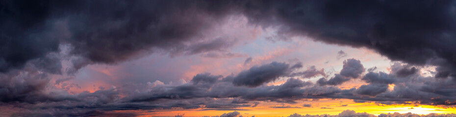 Beautiful Panoramic View of Cloudscape during a colorful sunset or sunrise. Taken on the West Coast...