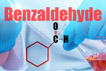 The big word is Benzaldehyde and the molecular formula. The concept of benzoin aldehyde against the...