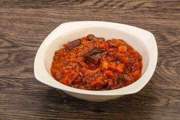 Eggplant saute with tomato and herbs
