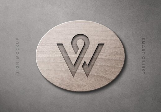 Wood Wall Sign Mockup