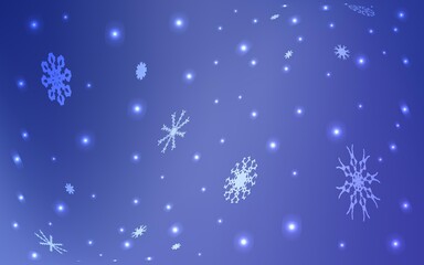 Light BLUE vector cover with beautiful snowflakes. Decorative shining illustration with snow on abstract template. The pattern can be used for new year ad, booklets.