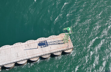 Cape Town, Western Cape / South Africa - 10/31/2019: Aerial photo of Table Bay breakwater