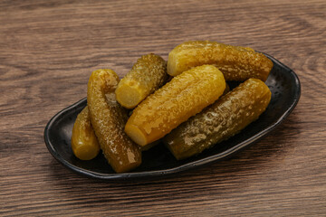 Pickled cucumbers in the plate