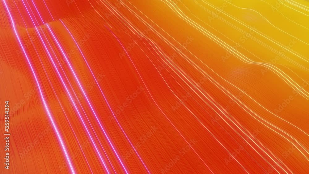 Aufkleber beautiful abstract background of waves on surface, red yellow color gradients, extruded lines as str