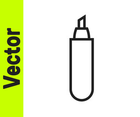 Black line Marker pen icon isolated on white background.  Vector Illustration